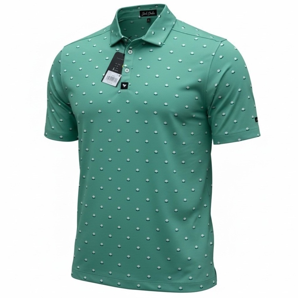 Bad Birdie Mens S Small Pique Polo Shirt Dusty Jade Green Golf Ball Short Sleeve